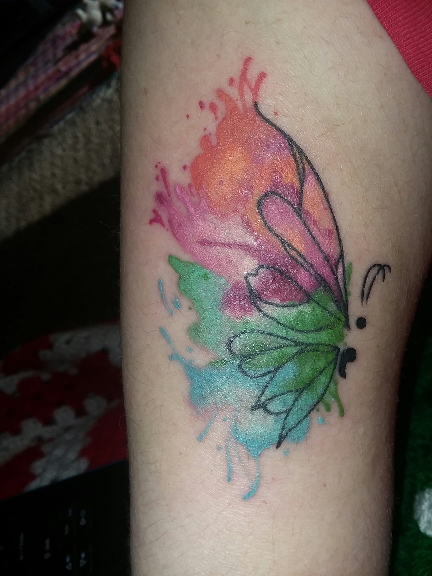 semicolon butterfly tattoo bipolar