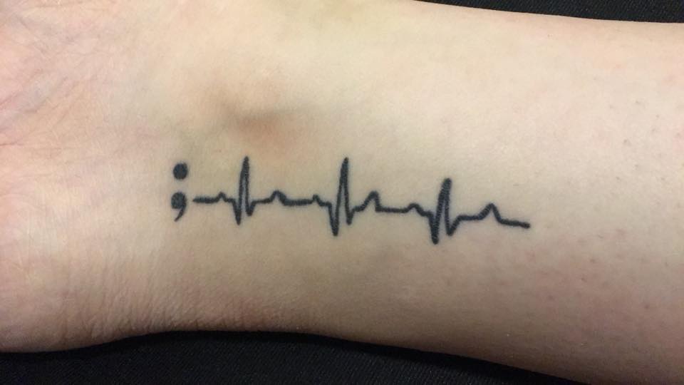 semicolon heartbeat ECT tattoo bipolar disorder
