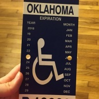 Oklahoma disability parking placard.