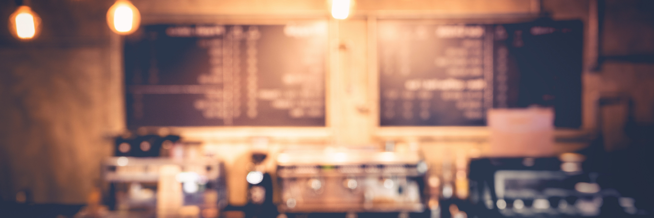 Why I Intentionally Tried to Stutter My Starbuck's Order wood counter top in coffee shop