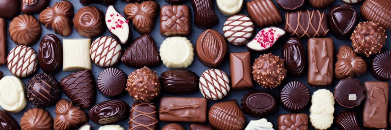 Assortment of fine chocolate candies.