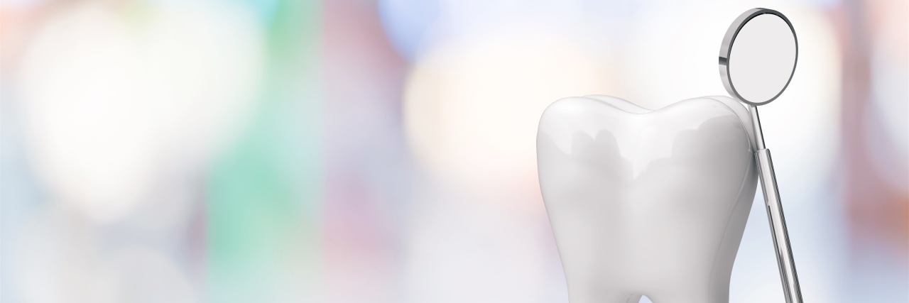 Advocating for Sustainable Public Dental Care Big tooth and dentist mirror.