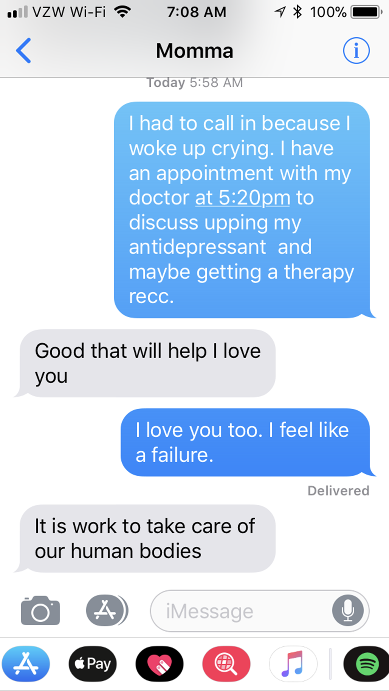 text between mother and daughter about mental health
