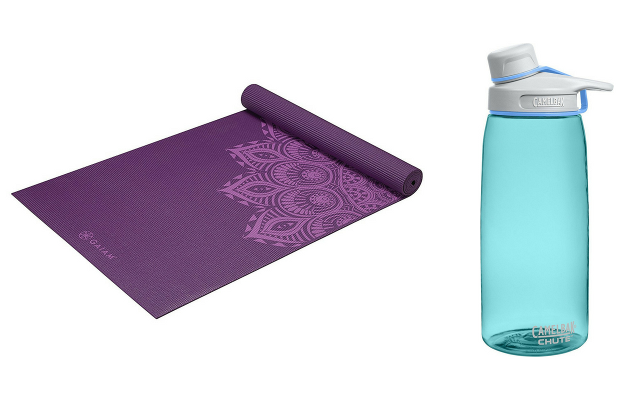 yoga mat and water bottle