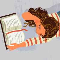illustration of a woman reading a book