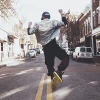 Person dancing in the street.