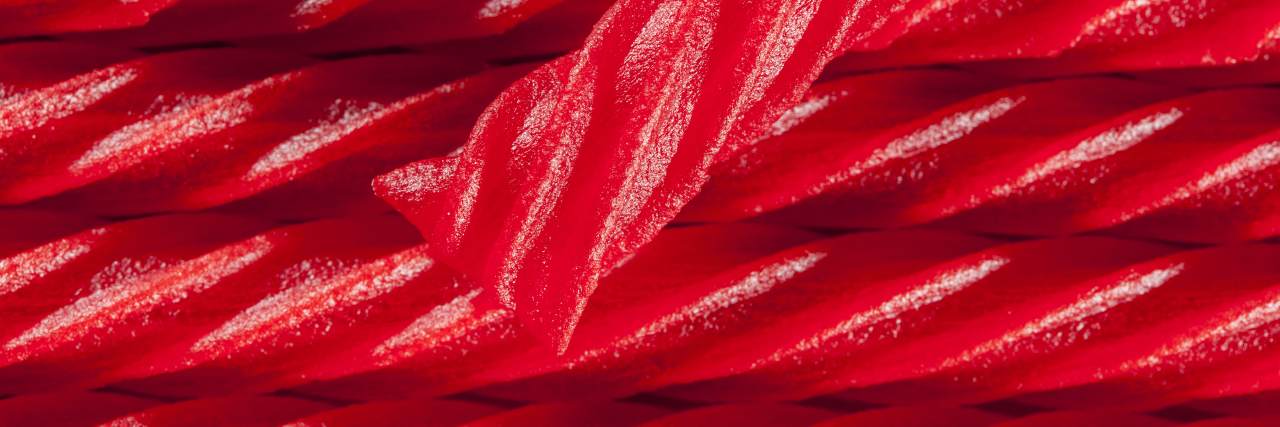 Red licorice candy.
