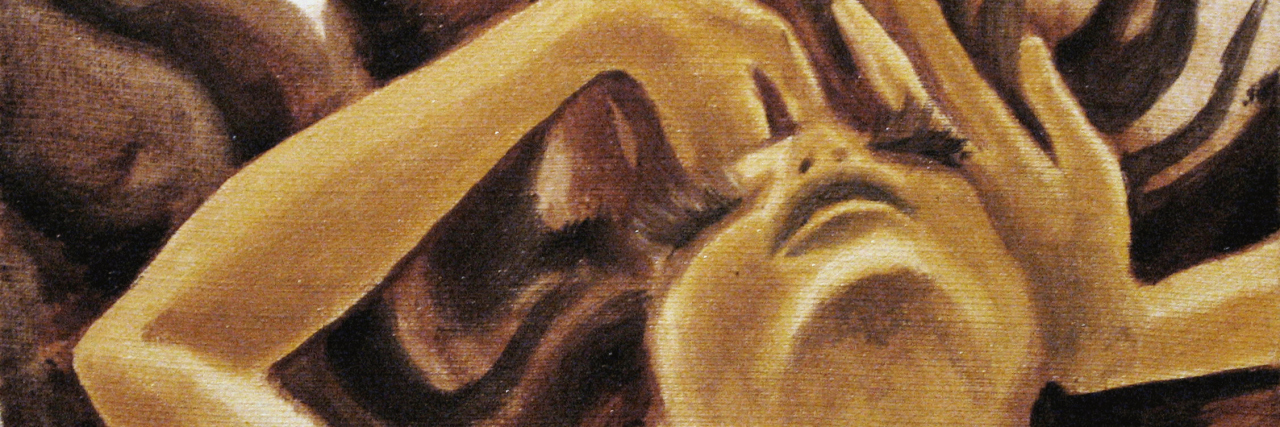 Painting of a woman with scattered hair