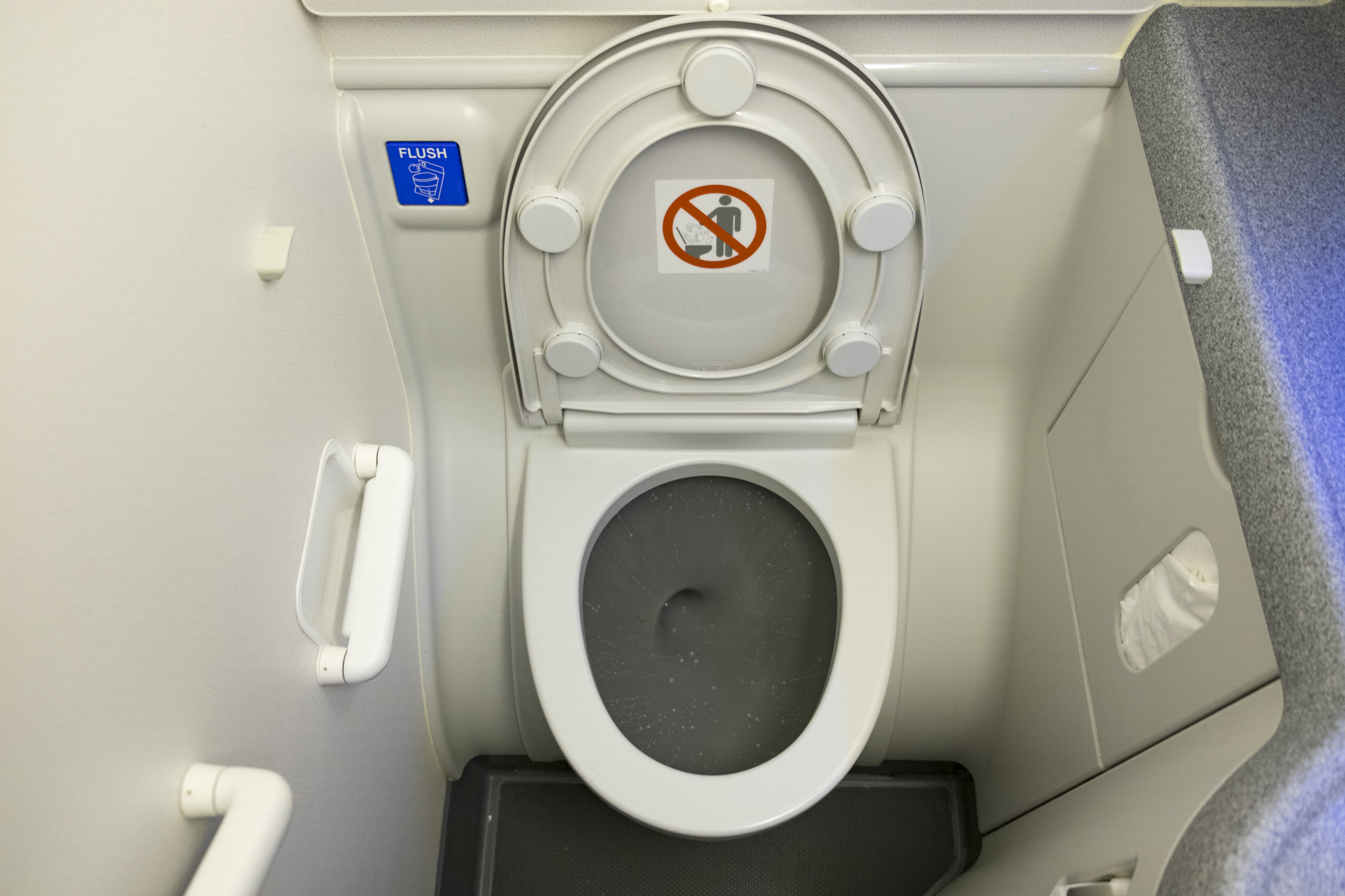 Toilet in airplane.