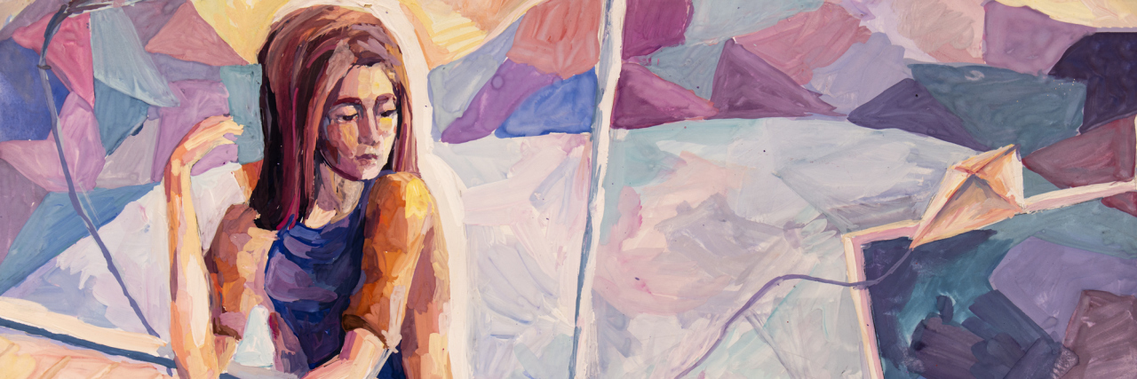 I Realized Ruminating on My Past Relationship Was Emotional Self-Harm woman watercolor