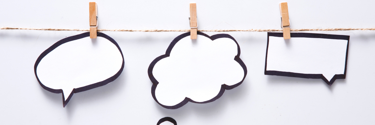 9 People Talk About Their New 'Normal' With Chronic Illness Speech bubbles hanging on a clothes line.