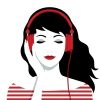 woman listening to music with headphones on