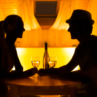 Couple drinking wine on a date.