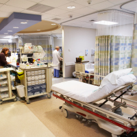 A picture of a busy emergency room.