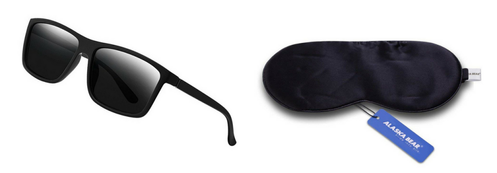 sunglasses and eye mask