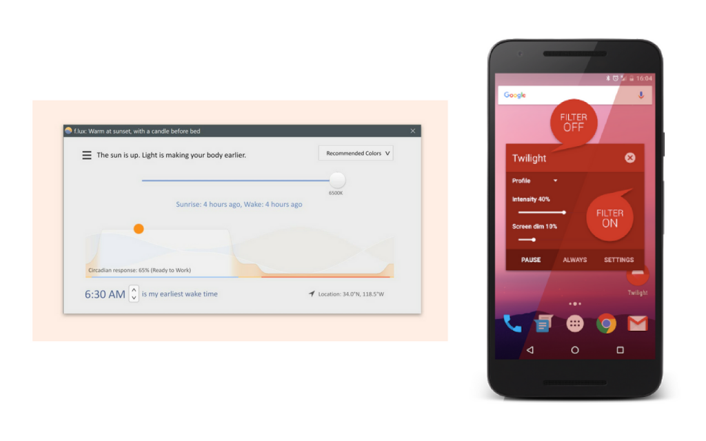 f.lux app and twilight app