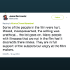 tweet from Jesse that says: "Some of the people in the film were hurt. Misled, misrepresented, the editing was unethical... the list goes on. Many people with illnesses that are not in the film feel it discredits there illness. They are in full support of the subjects but angry at the fillm makers."