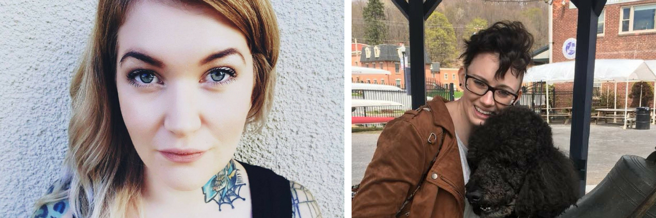 10 People With Invisible Illness Respond to Disabled Parking Doubters woman holding disabled parking pass and woman hugging her dog