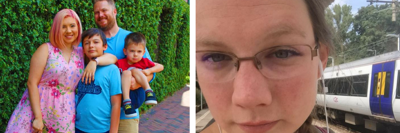 11 Photos That Prove You Don't Have to 'Look Disabled' to Need Seating family of four and woman outside train platform