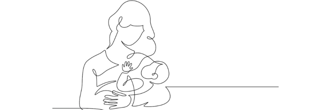 My Son Only Lived for 80 Minutes, but He Helped Save Many Lives Continuous line drawing of mother holding baby