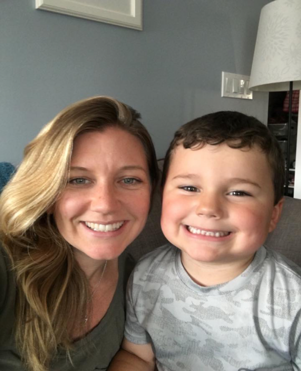 mother and son smiling