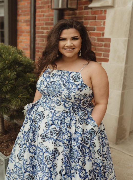 girl dressed up for prom