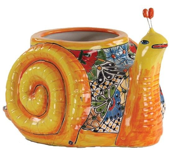 Talavera snail planter.