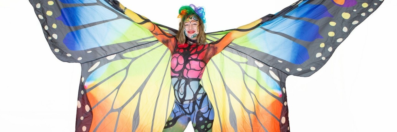 Modeling Is Helping Me to Recover From Self-Harm model wearing body paint and butterfly wings