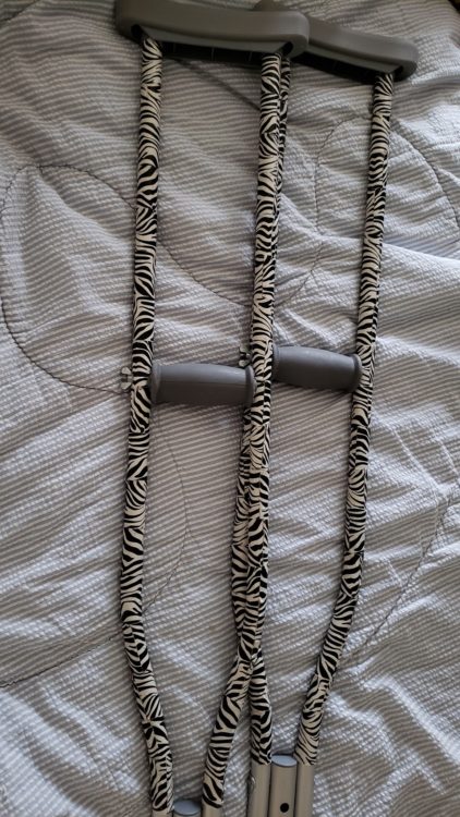 Crutches with zebra tape