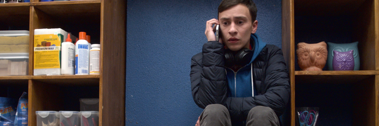 'Atypical' Season 2, Episode 5 Recap: 'The Egg Is Pipping' Sam hiding and talking on the phone.