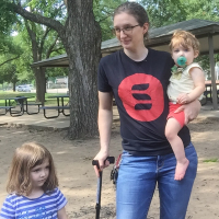 Tab Moura at the park with her children.