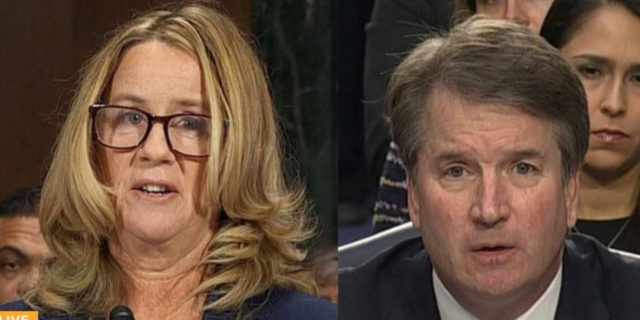 Side by side photos of Dr. Ford and Judge Kavanaugh