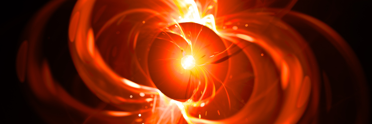 How Visualizing My Pain as a Red Ball Helps A picture of a red ball expanding and morphing.