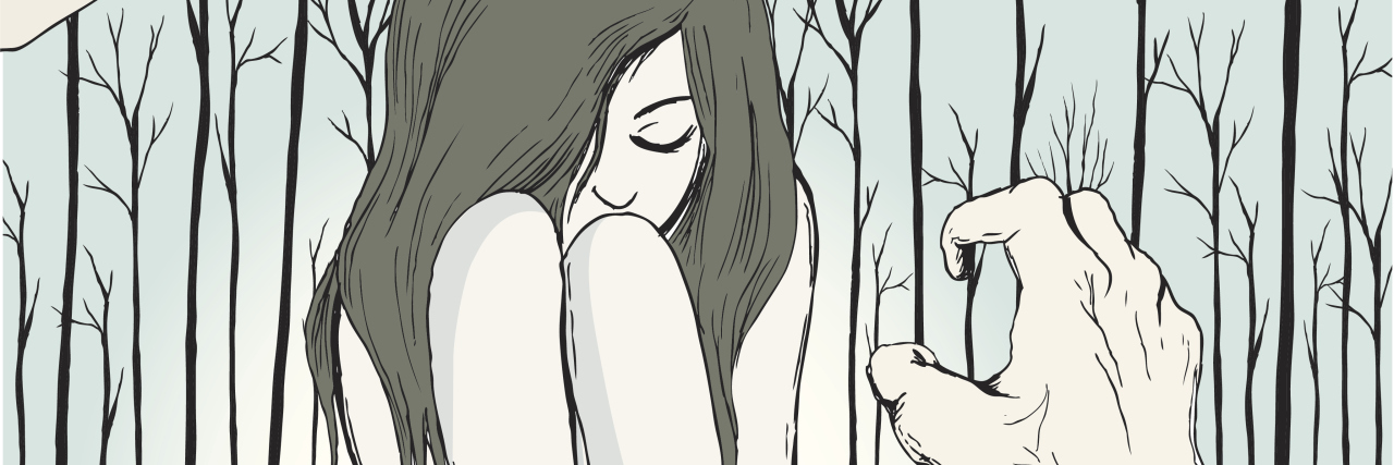 How Sexism Affects Women With Chronic Illness Original illustration of girl trying to hide from aggressive hands.
