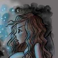Sad girl with bird bringing hope.