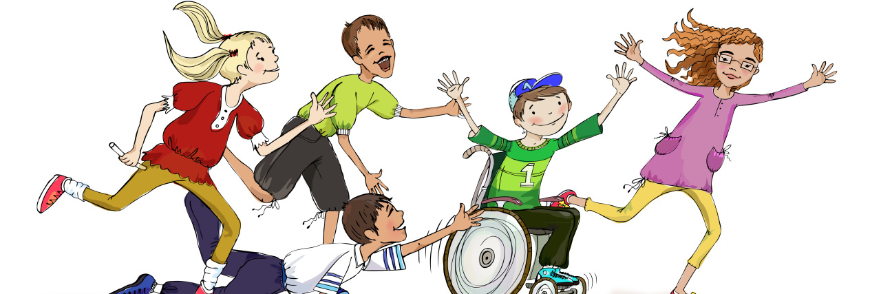 How to Talk to Children About Disabilities Group of children playing with ball.