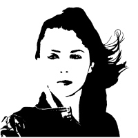 Vector young woman with windswept hair