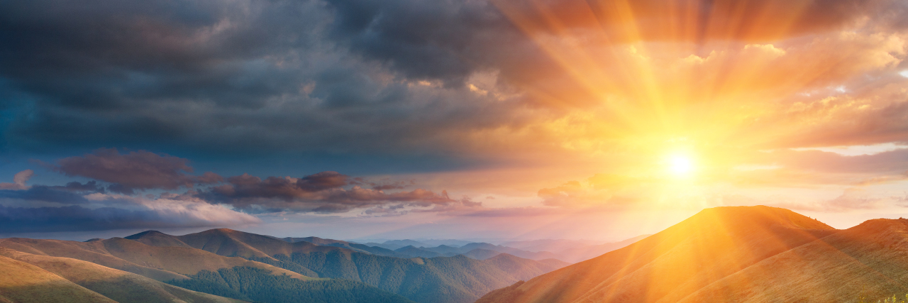 My Disability Does Not Disable My Attitude Sunset in the mountains.