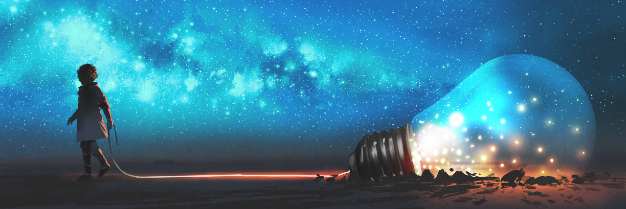 To My Newly Diagnosed Self, Don't Lose the Light Inside of You A photo of a child carrying a big light.