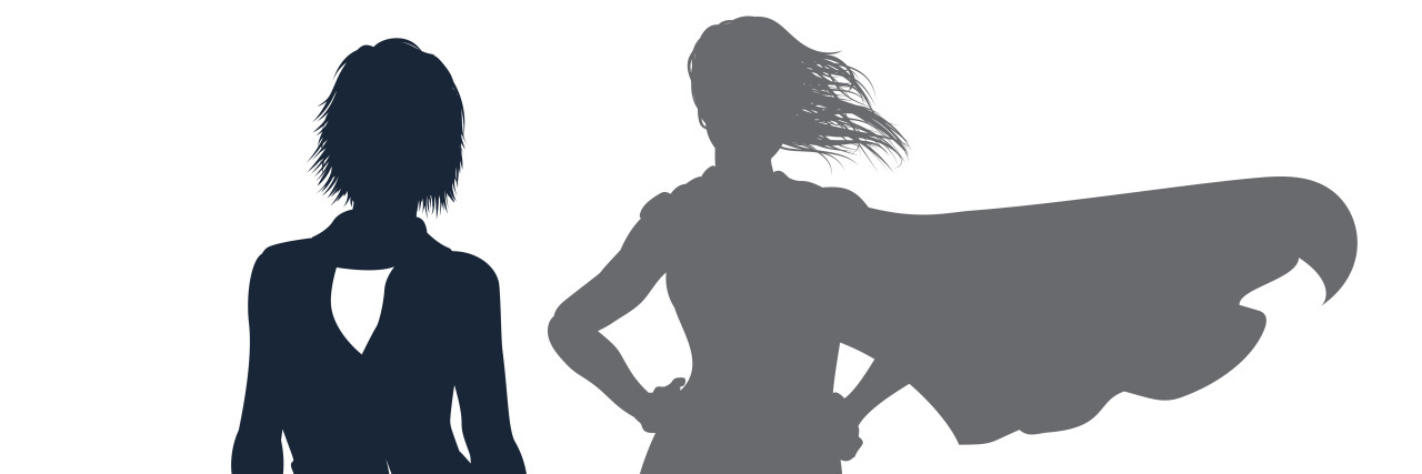 Badass With a Brain Injury Superhero shadow woman.