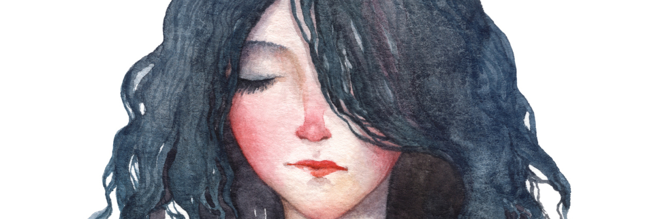 I Want to Live, but Depression Wants Me Dead A forest girl. Watercolor portrait isolated on white background.