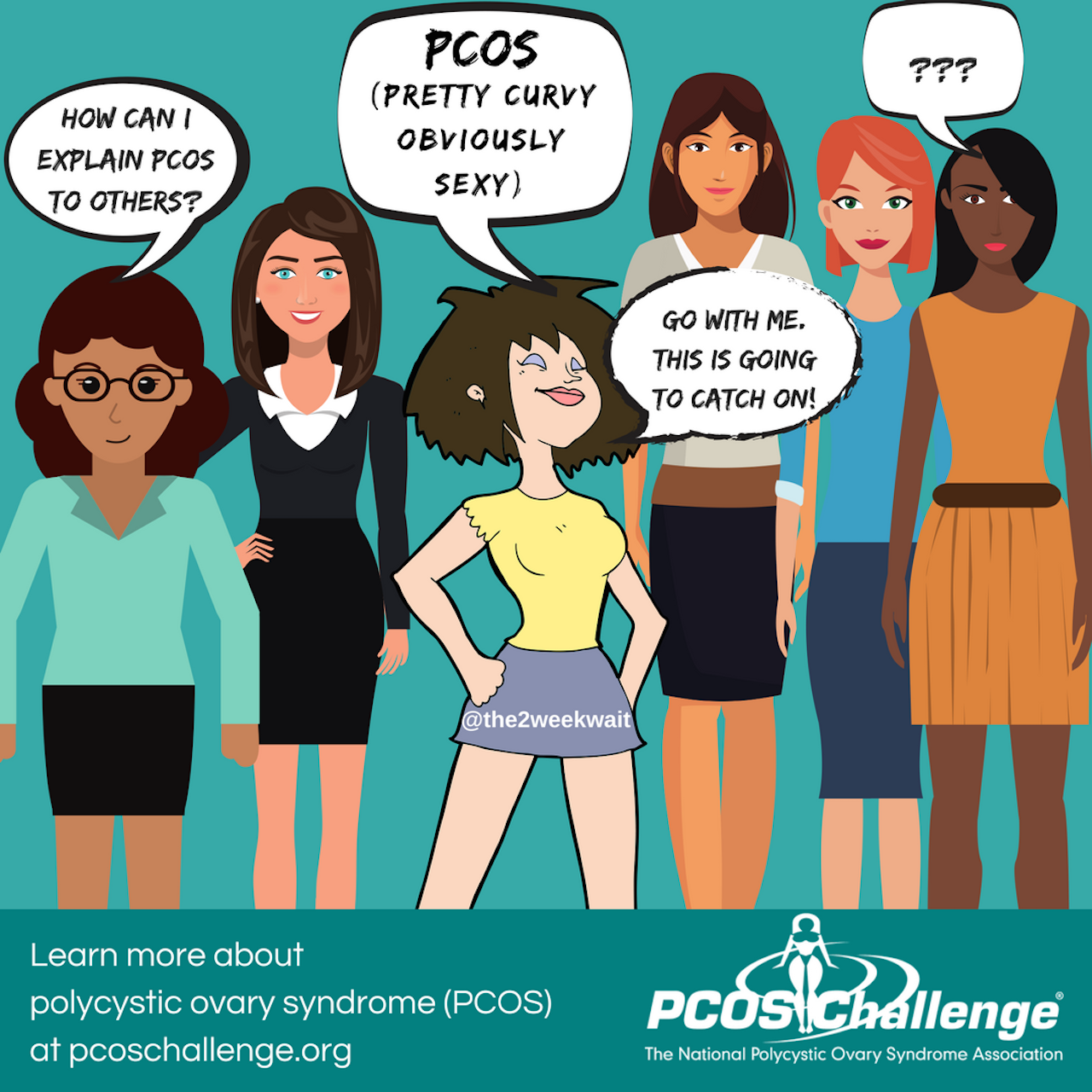 A comic graphic of woman talking about PCOS.