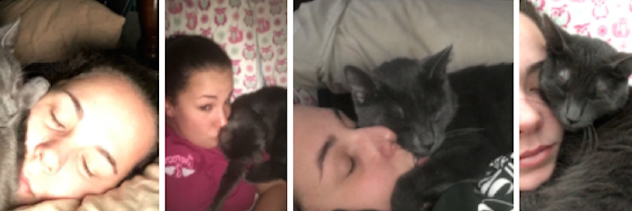 12 Things Idiopathic Intracranial Hypertension Has Taught Me A picture of the writer snuggling with her cat.