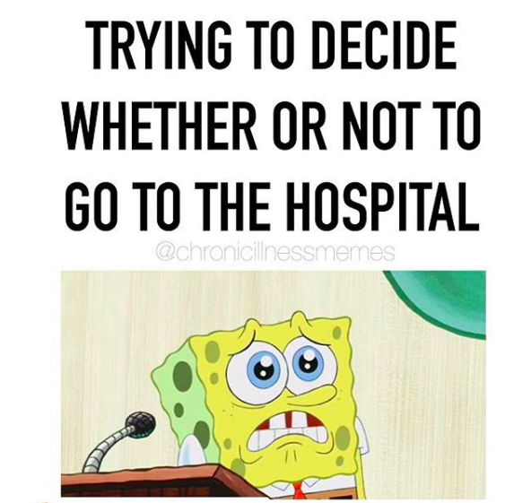 trying to decide whether or not to go to the hospital spongebob worried