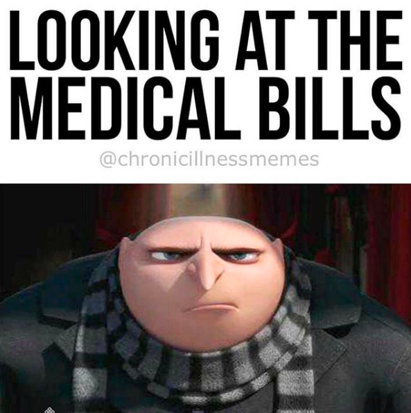 image of dru and caption looking at medical bills