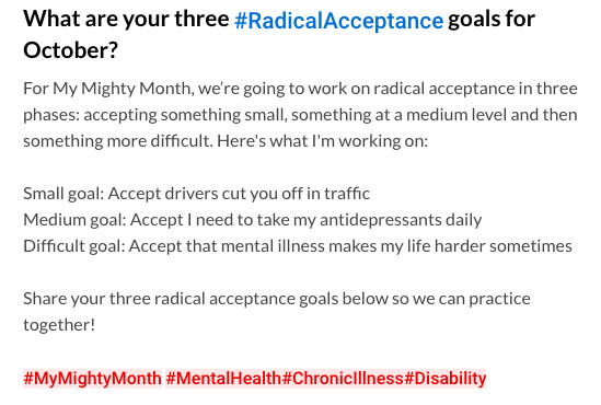 Radical acceptance goals question