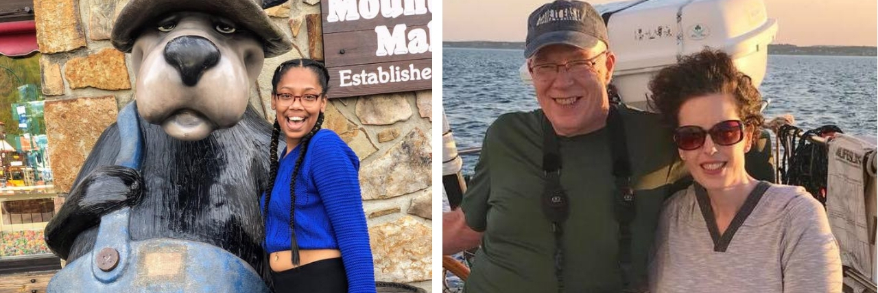 22 Photos That Prove Illness Doesn't Go Away When You're Having Fun girl standing with bear statue and man and woman on sailboat