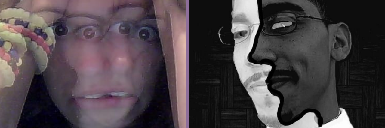 20 Pictures That Show the Different Ways Bipolar Disorder Manifests On the right, a photo of a blurry woman. On the left, a man with half of his face light, the other half dark