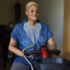 Keisha Greaves sitting in her scooter.