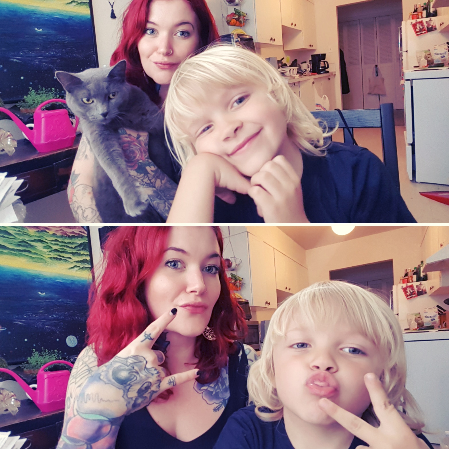 the author and her son taking silly selfies